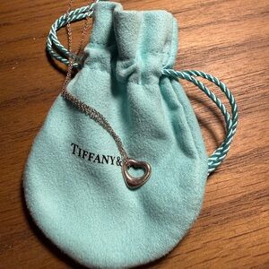 Tiffany & Co. Elsa Peretti Open Heart Pendant Sterling Silver Necklace 7mm